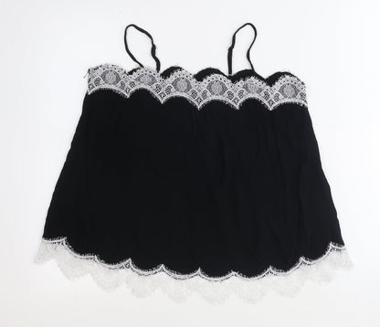 Marks & Spencer Womens Black Polyamide Basic Blouse Size 14 Square Neck