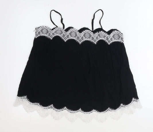 Marks and Spencer Womens Black Polyamide Basic Blouse Size 14 Square Neck