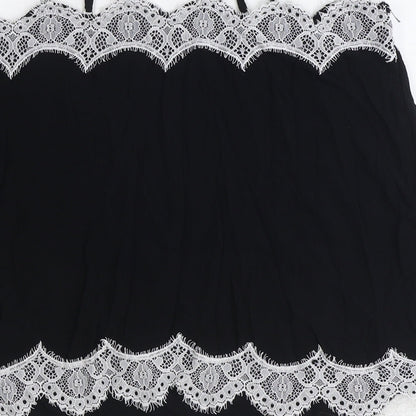 Marks & Spencer Womens Black Polyamide Basic Blouse Size 14 Square Neck