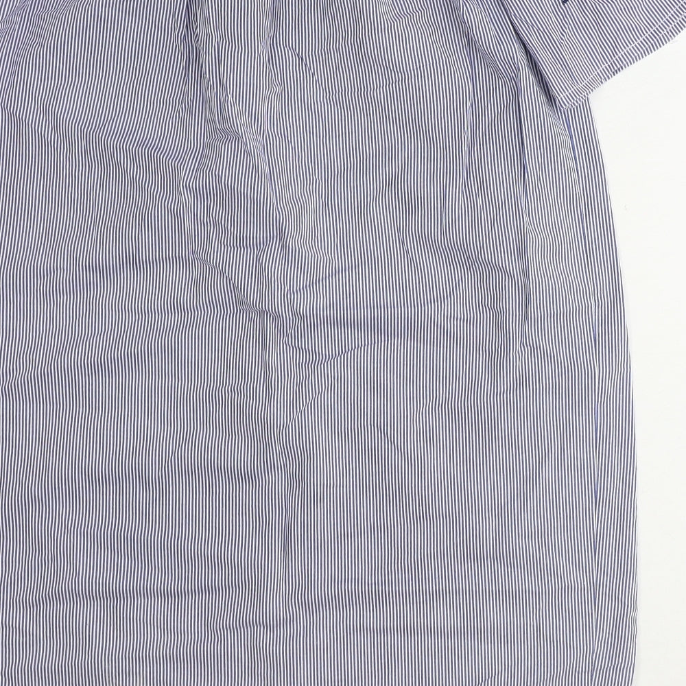 Select Womens Blue Striped 100% Cotton Mini Size 12 Off the Shoulder Pullover