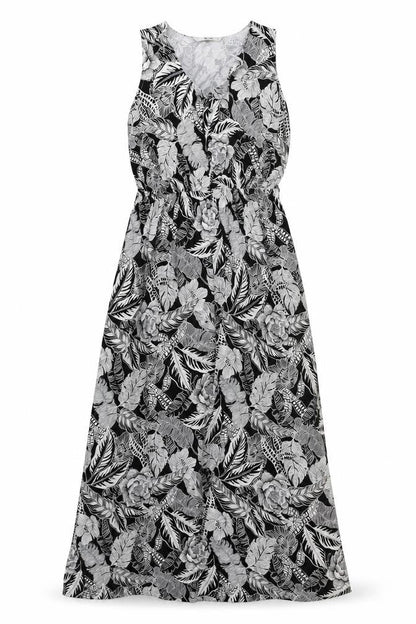Tu Womens Black Floral Polyester Maxi Size 8 V-Neck Button