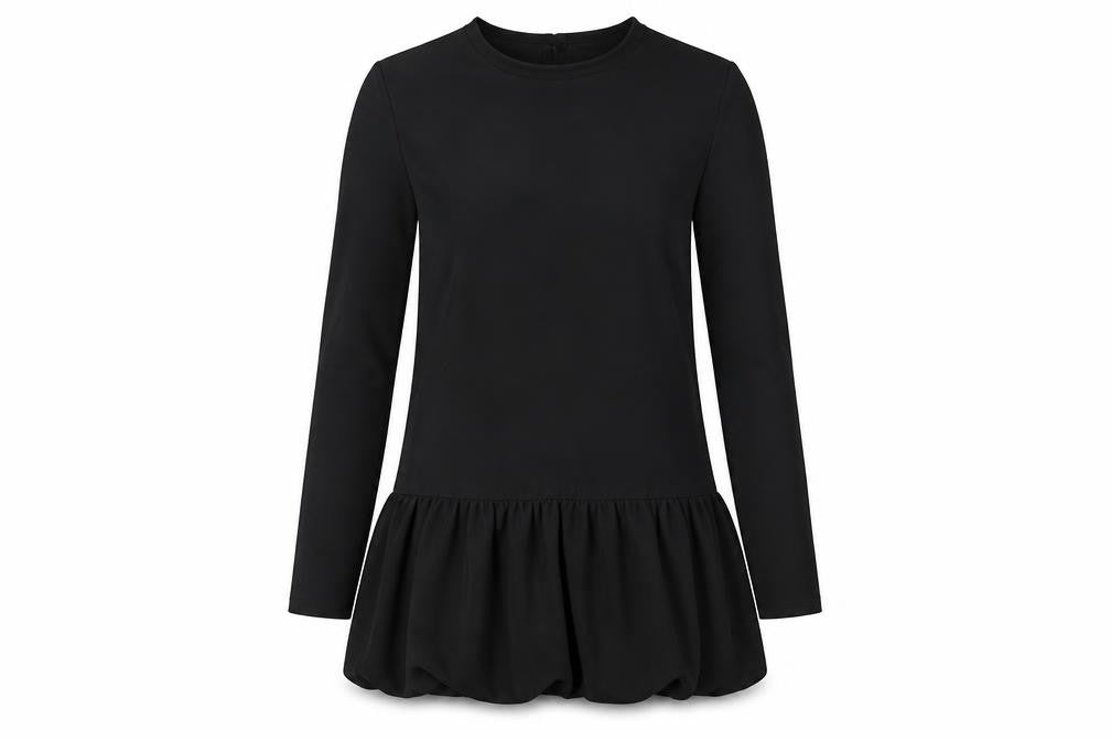 PRETTYLITTLETHING Womens Black Polyester Shift Size 6 Round Neck Button