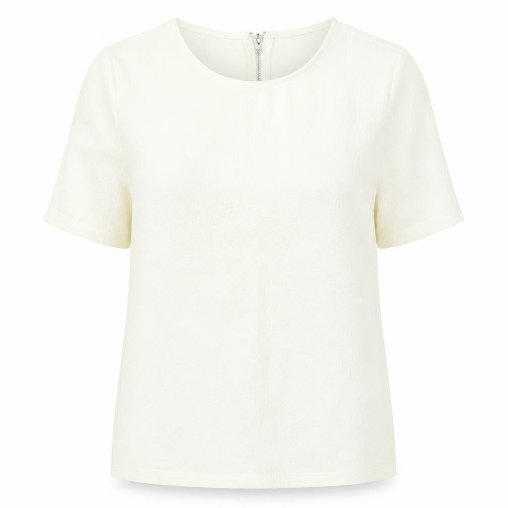 New Look Womens White Polyester Basic T-Shirt Size 8 Round Neck
