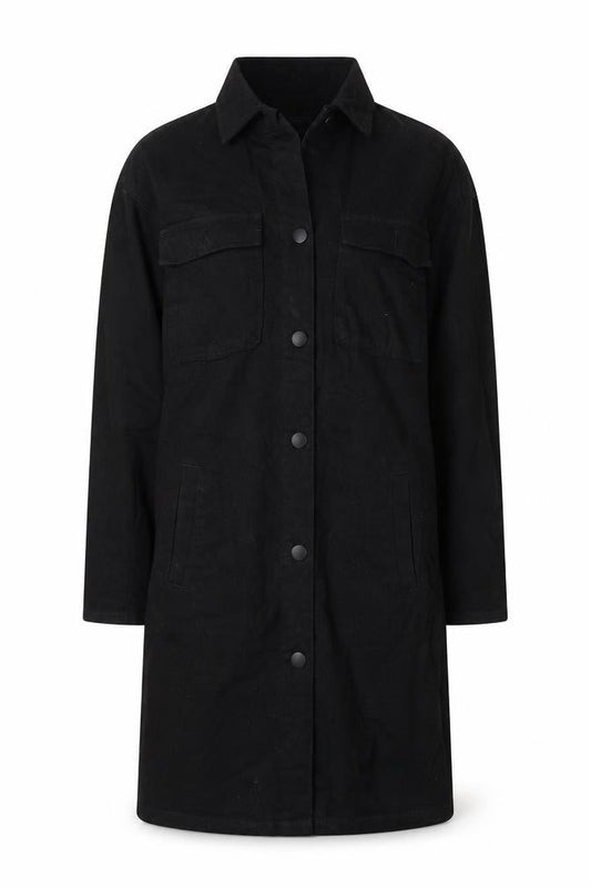 Topshop Womens Black Cotton Shirt Dress Size 8 Collared Button - Eye