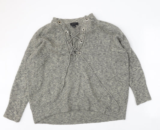 Atmosphere Womens Grey V-Neck Acrylic Pullover Jumper Size M