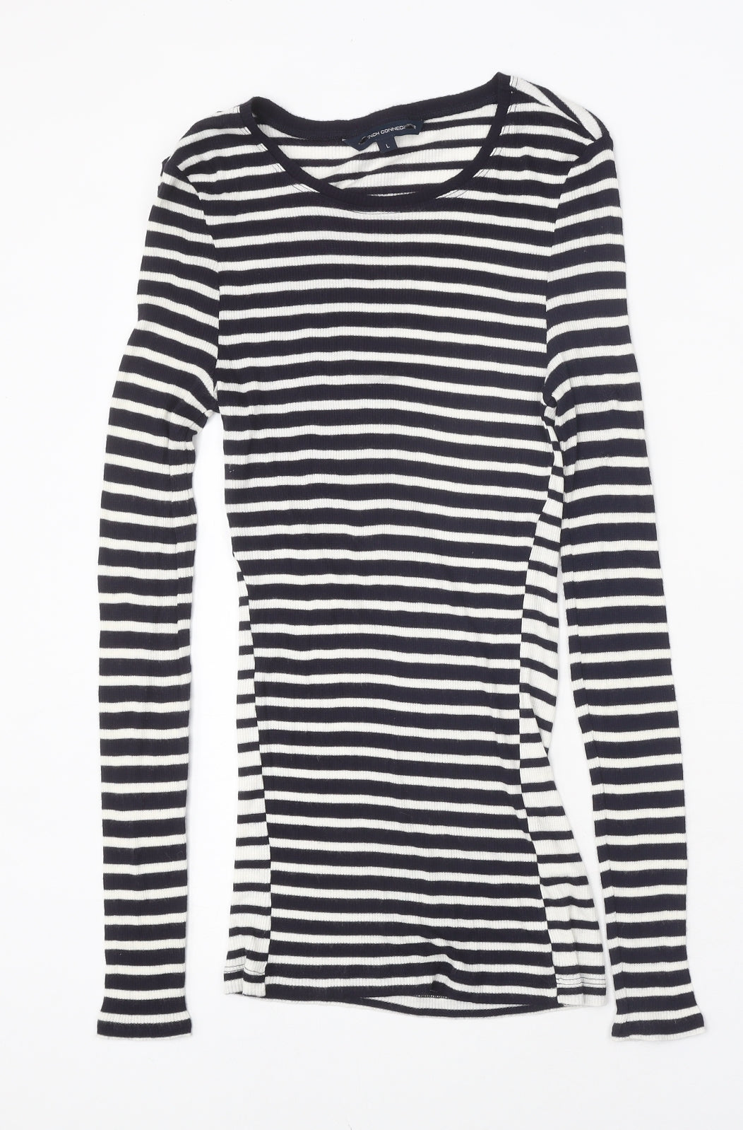 French Connection Womens Multicoloured Scoop Neck Striped Viscose Pullover Jumper Size L