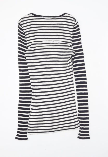 French Connection Womens Multicoloured Scoop Neck Striped Viscose Pullover Jumper Size L