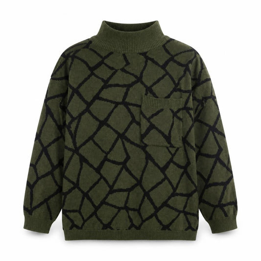 Debenhams Womens Green Mock Neck Geometric Acrylic Pullover Jumper Size S