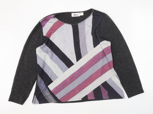 Afibel Womens Multicoloured Round Neck Geometric Viscose Pullover Jumper Size 16