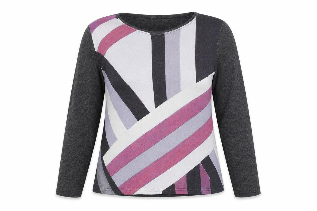 Afibel Womens Multicoloured Round Neck Geometric Viscose Pullover Jumper Size 16