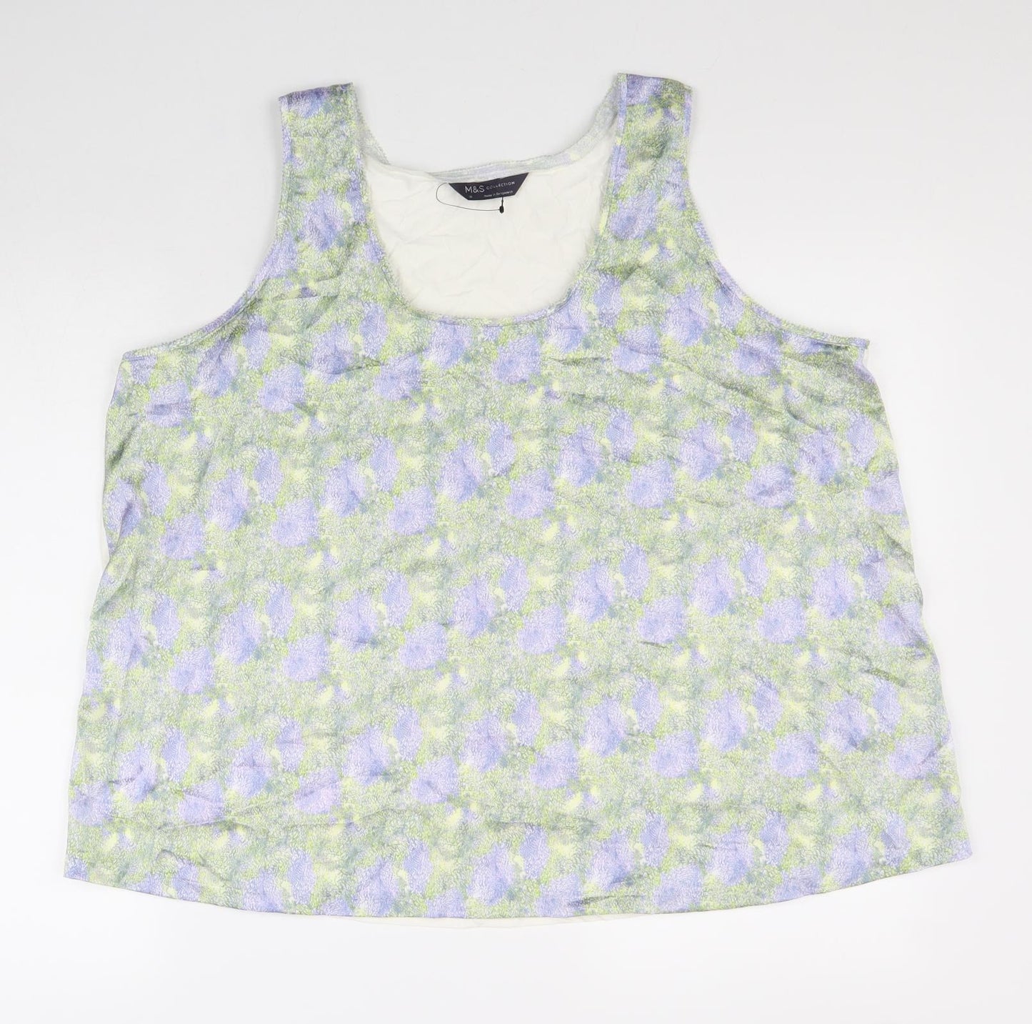 Marks and Spencer Womens Multicoloured Geometric Polyester Basic Tank Size 18 Scoop Neck