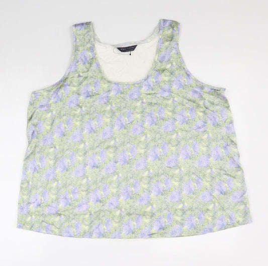 Marks and Spencer Womens Multicoloured Geometric Polyester Basic Tank Size 18 Scoop Neck