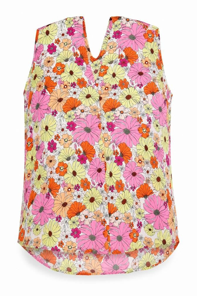 Marks & Spencer Womens Multicoloured Floral Polyester Basic Tank Size 10 V-Neck