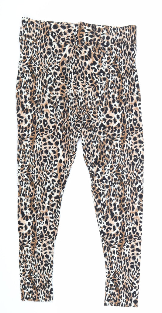Marks and Spencer Womens Brown Animal Print Viscose Jogger Leggings Size 12
