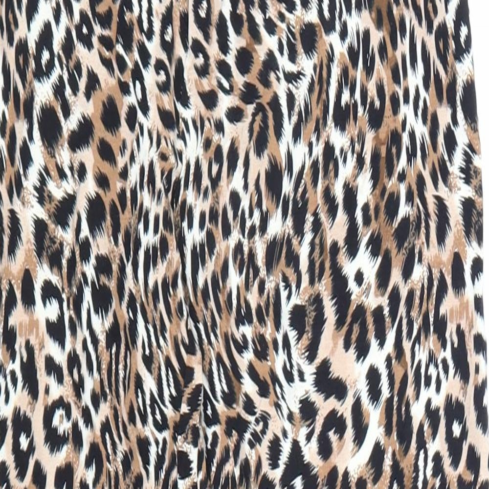 Marks and Spencer Womens Brown Animal Print Viscose Jogger Leggings Size 12