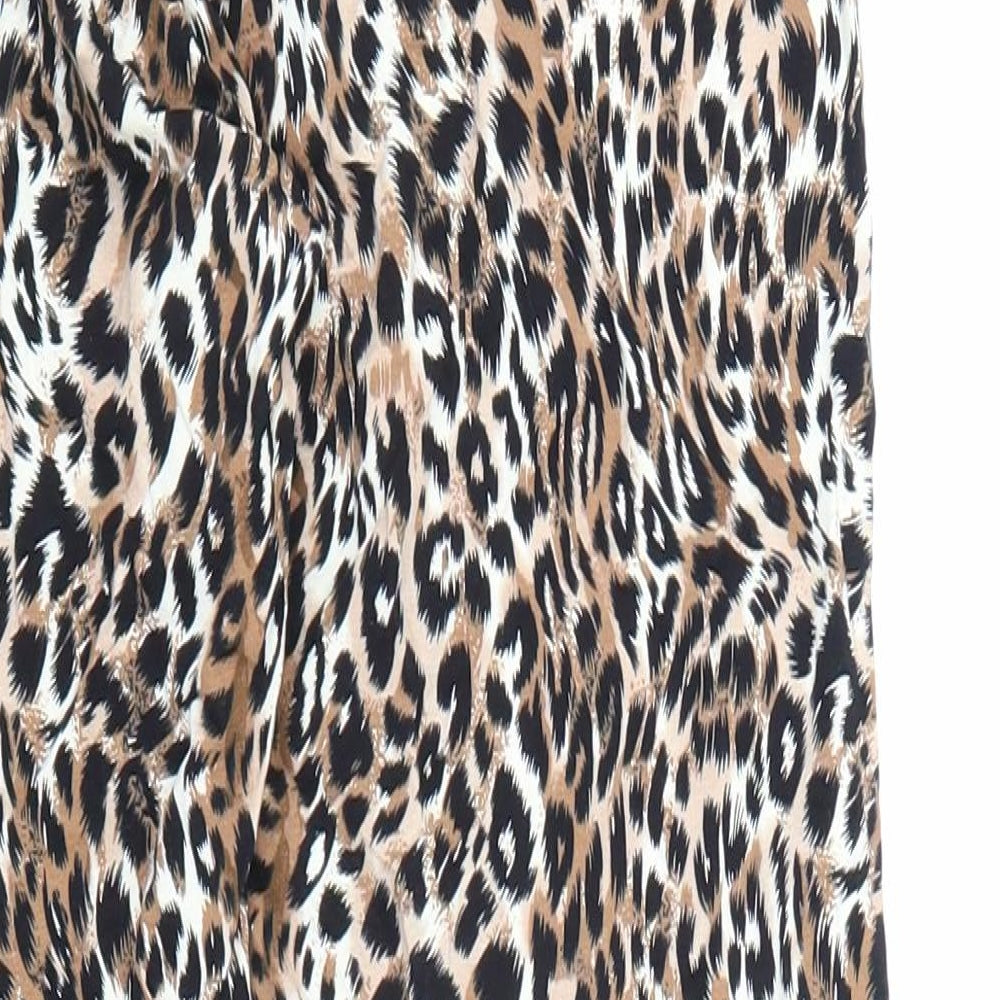 Marks and Spencer Womens Brown Animal Print Viscose Jogger Leggings Size 12