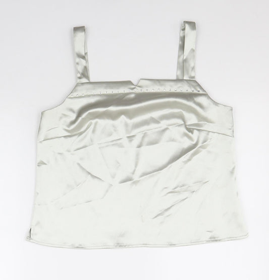 Roman Originals Womens Silver Polyester Basic Tank Size 14 Square Neck