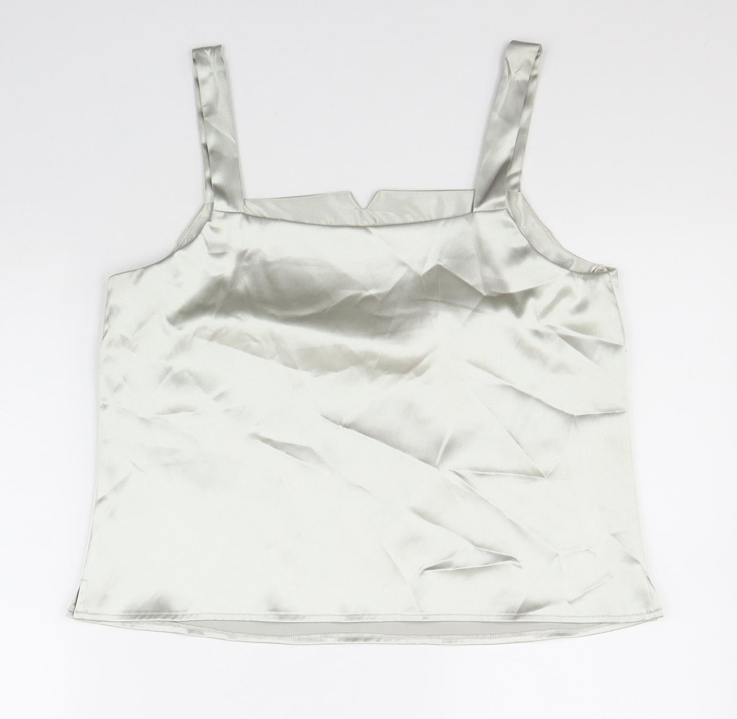 Roman Originals Womens Silver Polyester Basic Tank Size 14 Square Neck
