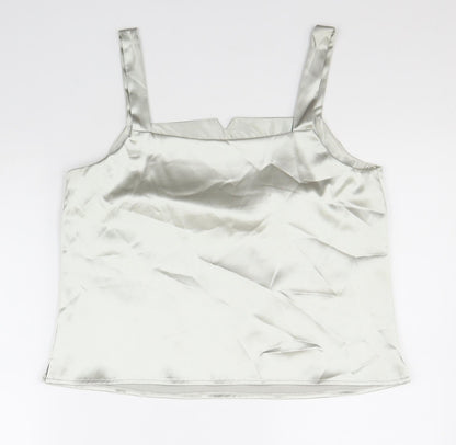 Roman Originals Womens Silver Polyester Basic Tank Size 14 Square Neck