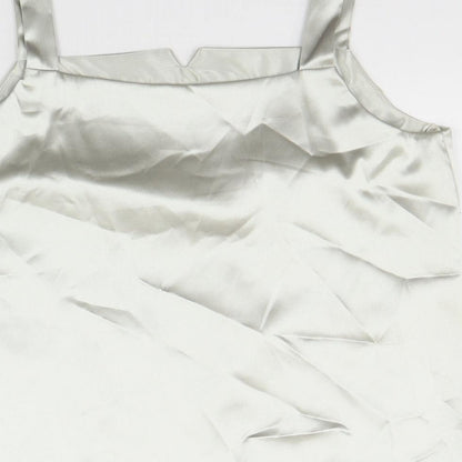 Roman Originals Womens Silver Polyester Basic Tank Size 14 Square Neck