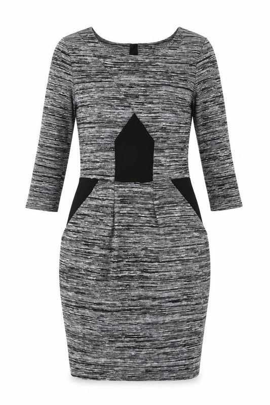 French Connection Womens Grey Polyester Pencil Dress Size 10 Boat Neck Zip