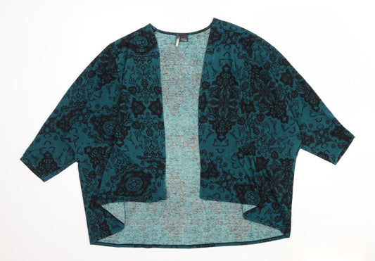 Sparkle & Fade Womens Green Square Neck Geometric Polyester Shrug Jumper Size M