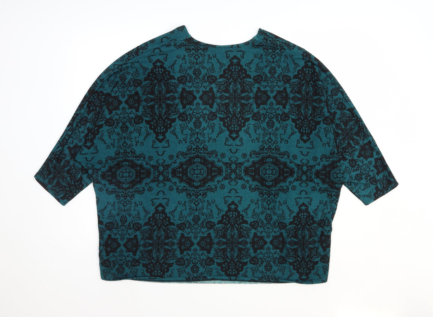 Sparkle & Fade Womens Green Square Neck Geometric Polyester Shrug Jumper Size M