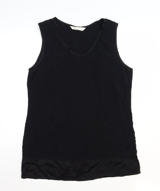 BHS Womens Black Viscose Basic Tank Size 16 Round Neck
