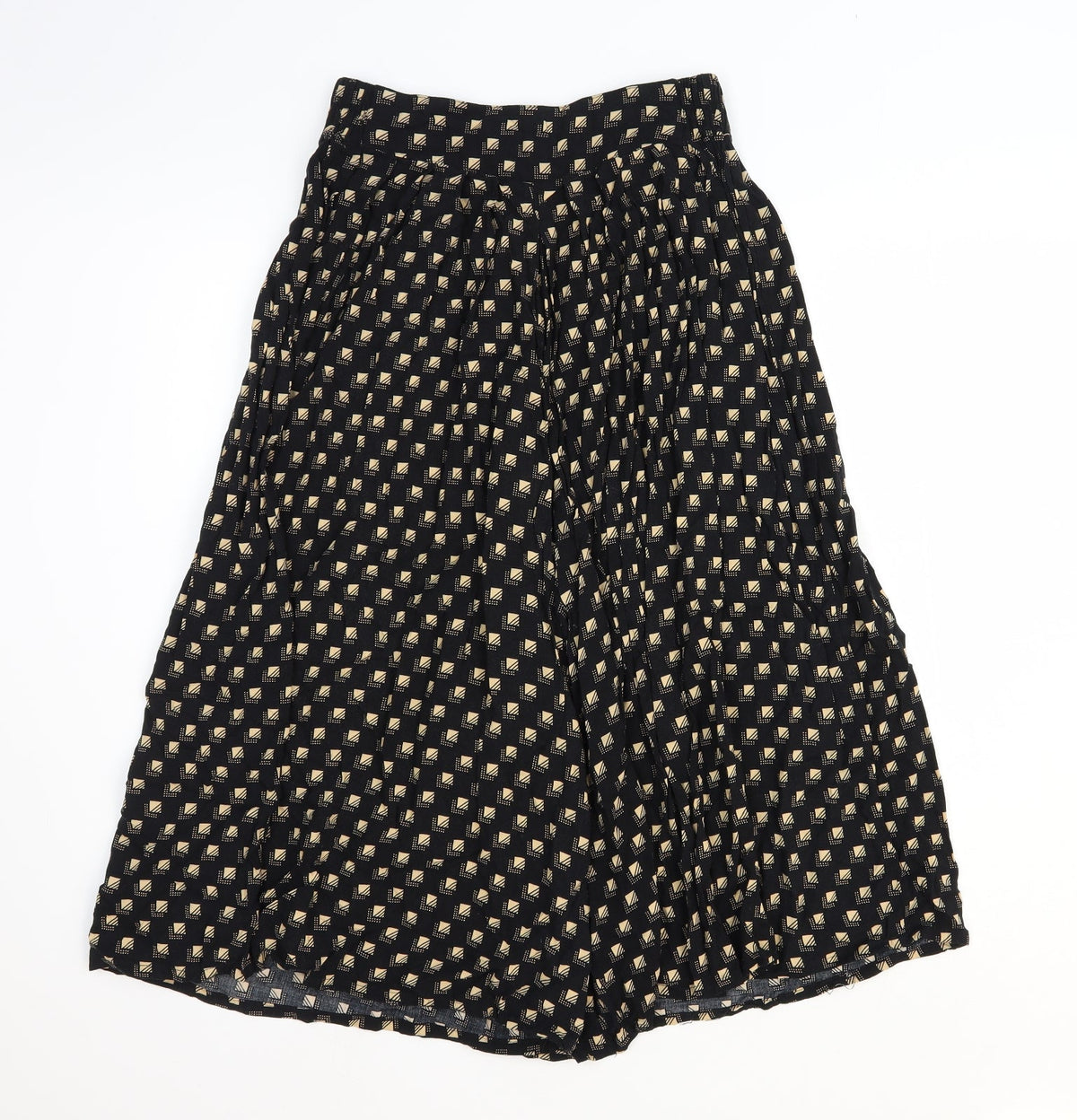 POP Womens Black Geometric Viscose Cropped Trousers Size 28 in Regular Zip