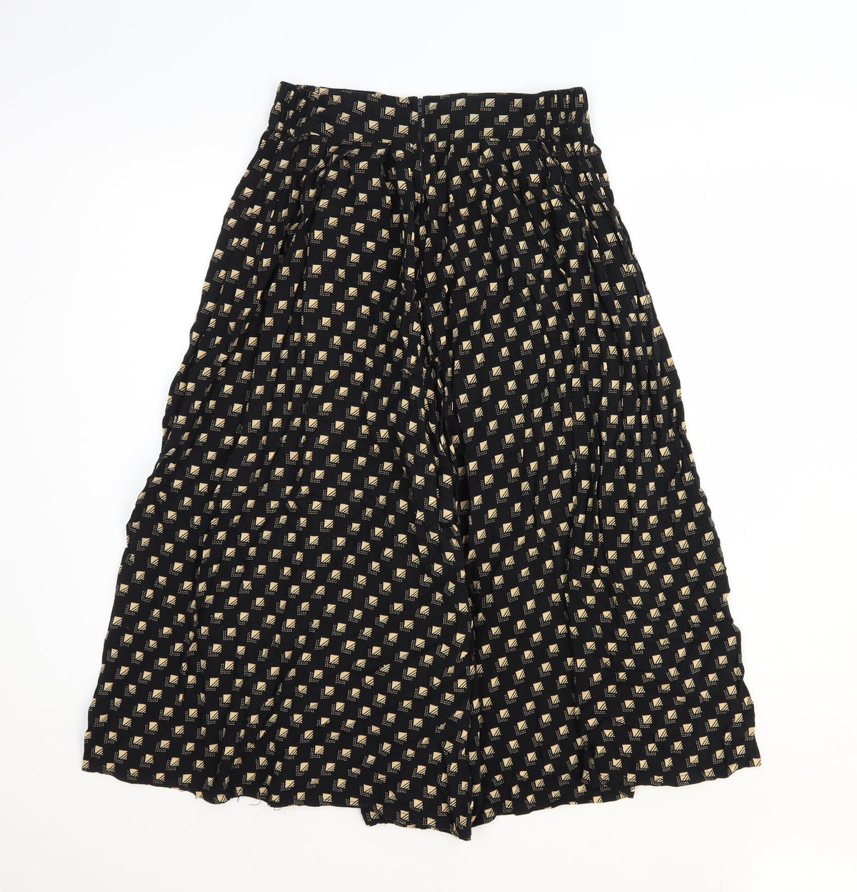 POP Womens Black Geometric Viscose Cropped Trousers Size 28 in Regular Zip