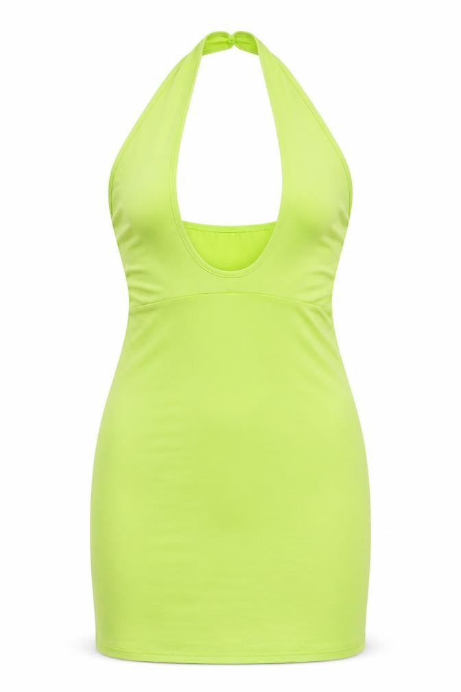 Boohoo Womens Yellow Polyester Bodycon Size 10 Halter Pullover