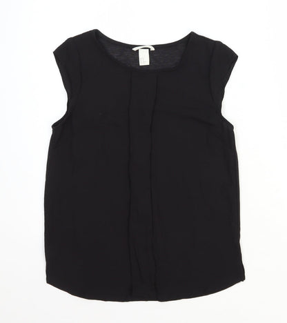H&M Womens Black Polyester Basic Blouse Size XS Round Neck
