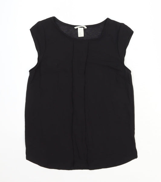 H&M Womens Black Polyester Basic Blouse Size XS Round Neck