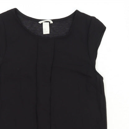 H&M Womens Black Polyester Basic Blouse Size XS Round Neck
