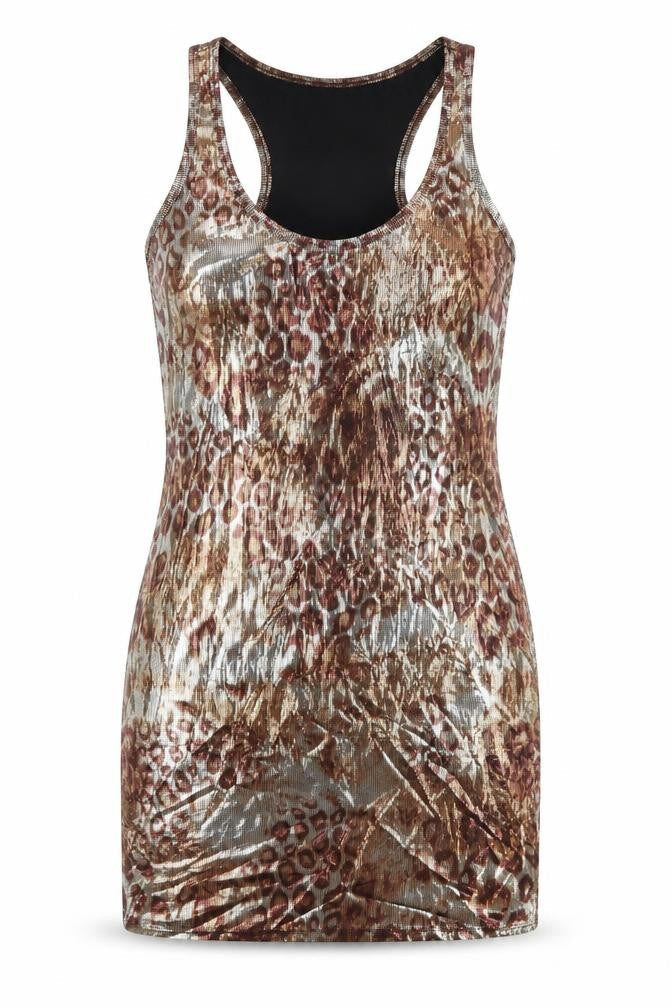 NEXT Womens Silver Animal Print Polyester Tank Dress Size 8 Scoop Neck Pullover