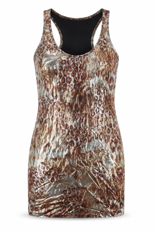 Next Womens Silver Animal Print Polyester Tank Dress Size 8 Scoop Neck Pullover