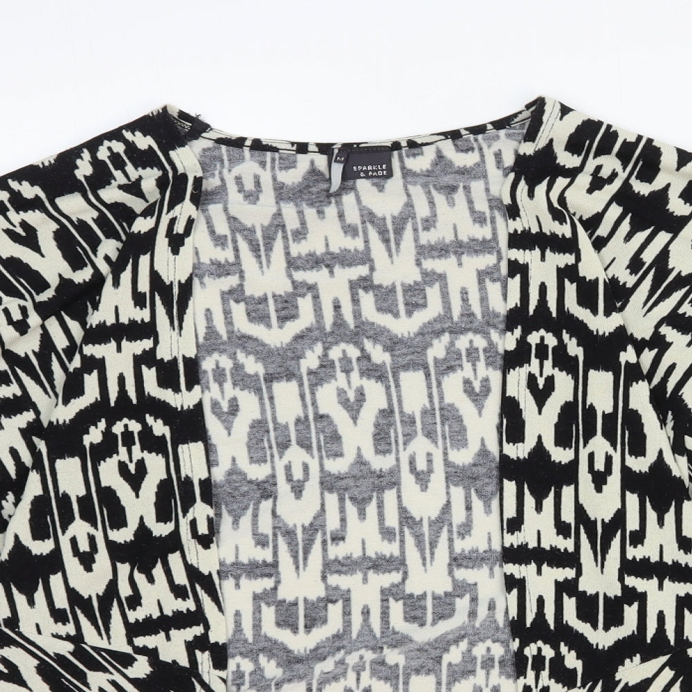 Sparkle & Fade Womens Black V-Neck Geometric Polyester Shrug Jumper Size M