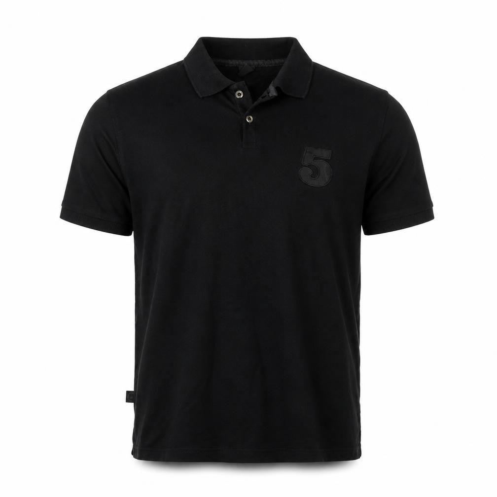 5 MAG Mens Black Cotton Polo Size M Collared Button