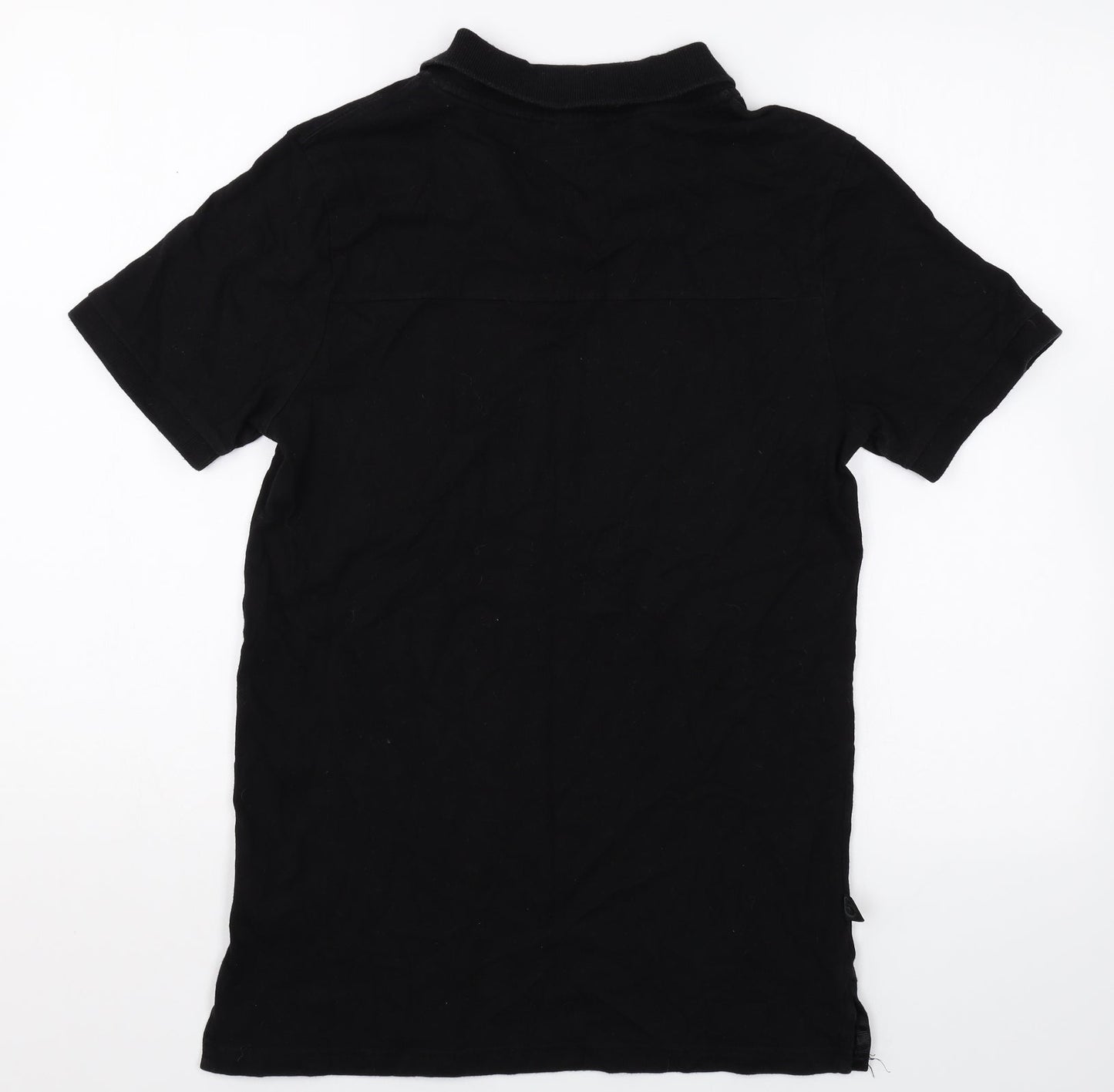 5 MAG Mens Black Cotton Polo Size M Collared Button