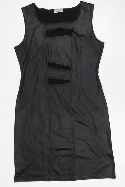 Kit Womens Black Polyester Pencil Dress Size 16 Boat Neck Pullover