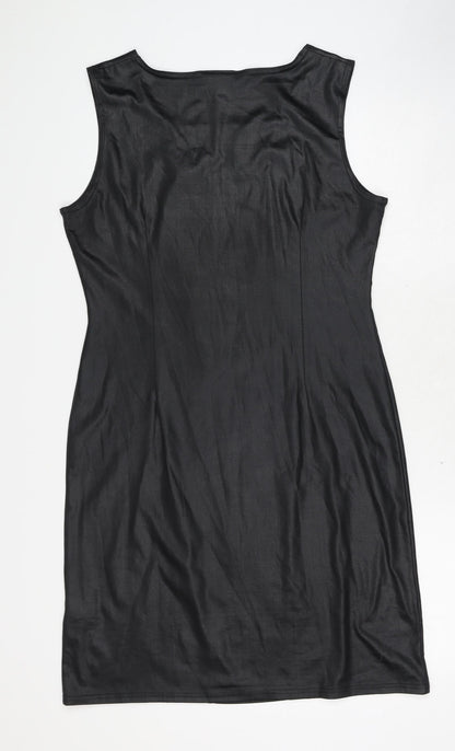 Kit Womens Black Polyester Pencil Dress Size 16 Boat Neck Pullover