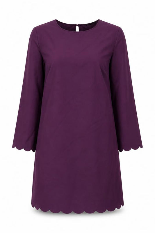 SheIn Womens Purple Polyester A-Line Size S Boat Neck Pullover - Scalloped