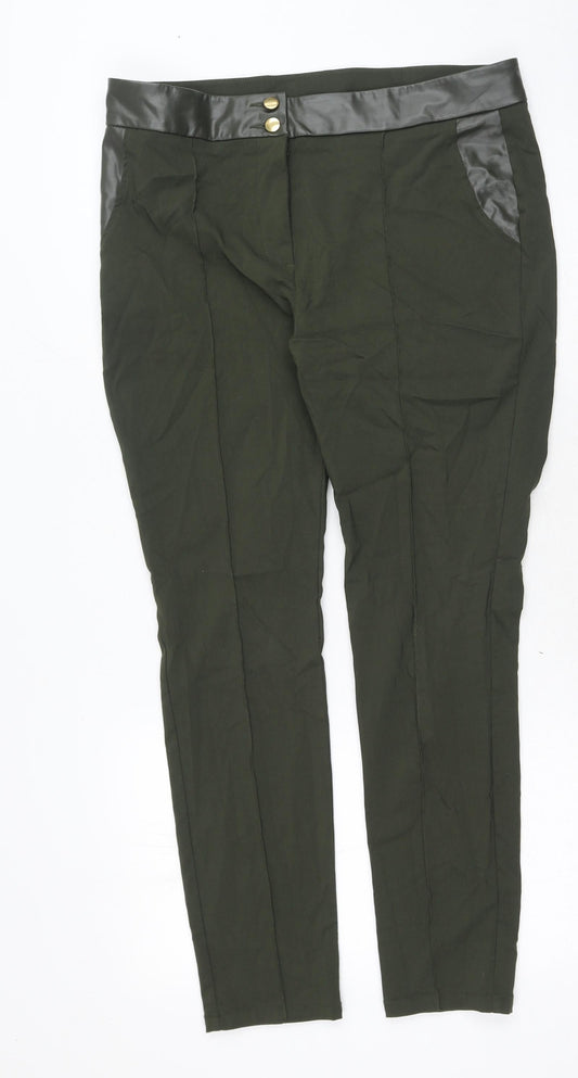 LASCANA Womens Green Polyester Trousers Size 16 Regular Button