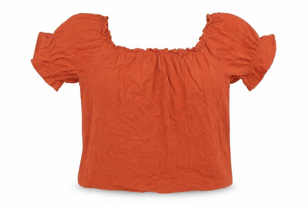 Primark Womens Orange Viscose Basic Blouse Size 10 Square Neck