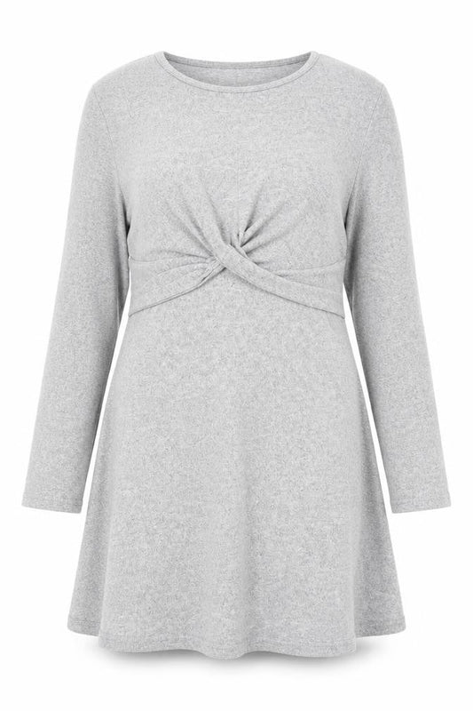 Jane Austin Womens Grey Polyester Skater Dress Size 16 Boat Neck Pullover - Twist Detail