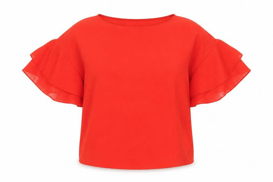 H&M Womens Red Polyester Basic Blouse Size 4 Round Neck