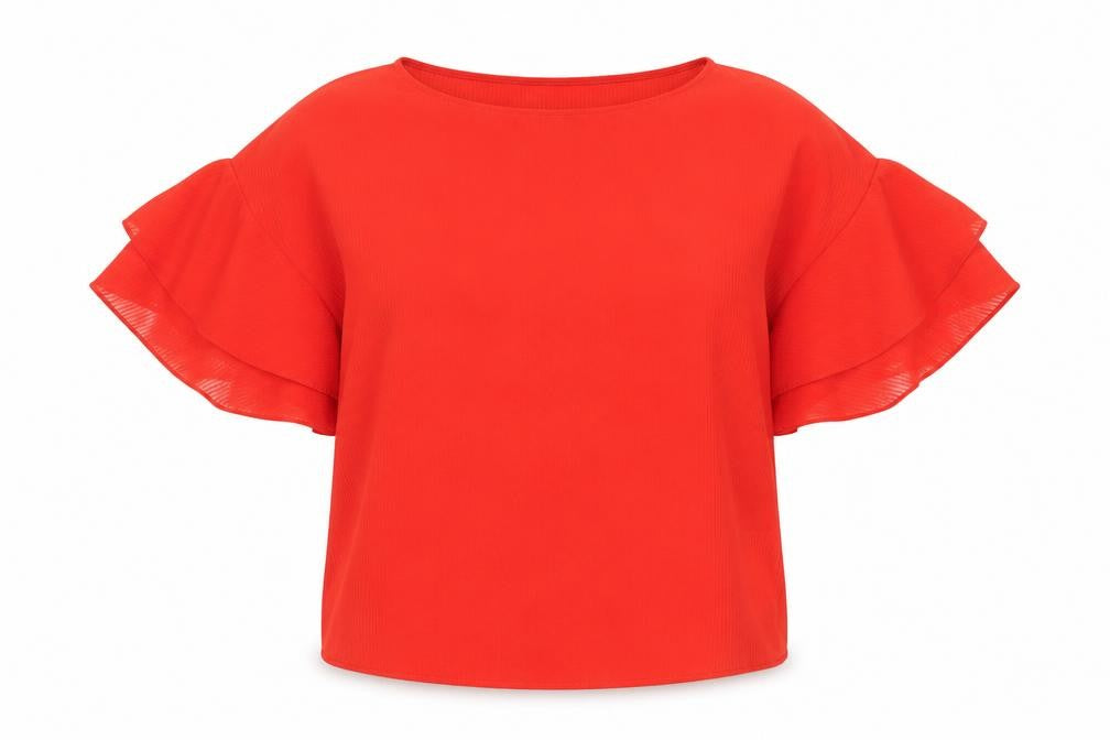 H&M Womens Red Polyester Basic Blouse Size 4 Round Neck