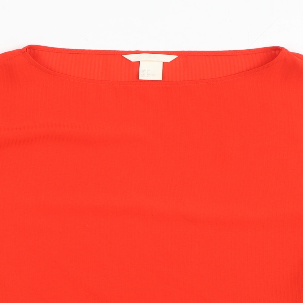 H&M Womens Red Polyester Basic Blouse Size 4 Round Neck