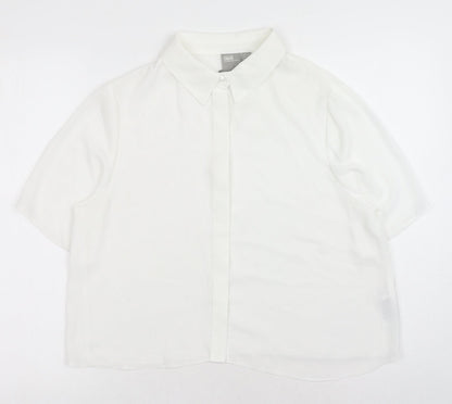ASOS Womens White Polyester Basic Button-Up Size 14 V-Neck
