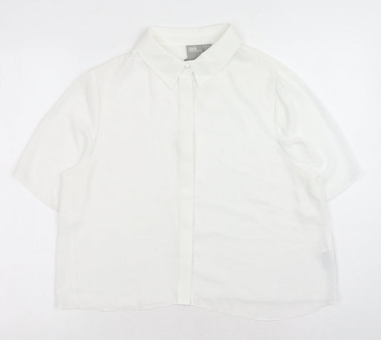 ASOS Womens White Polyester Basic Button-Up Size 14 V-Neck